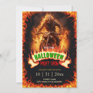 Skull-Biker från helvetet Halloween Flames Inbjudningar