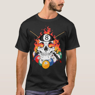 Skull Billiard Cue Bal för Underbara Bassäng-bilja T Shirt