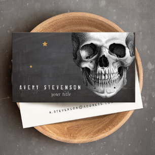 Skull Black Halloween Visitkort