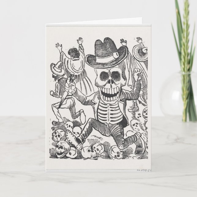 Skull bläck teckning Halloween-hälsningskort Kort (Framsida)