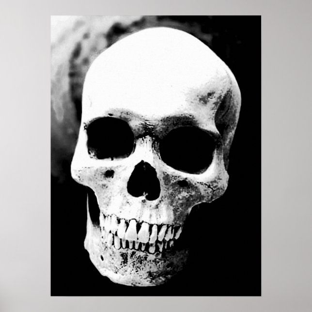 Skull Black White Fantasy Metall Sten Poster (Framsidan)