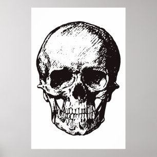 Skull Black White Pop Art Fantasy Art Heavy Metall Poster