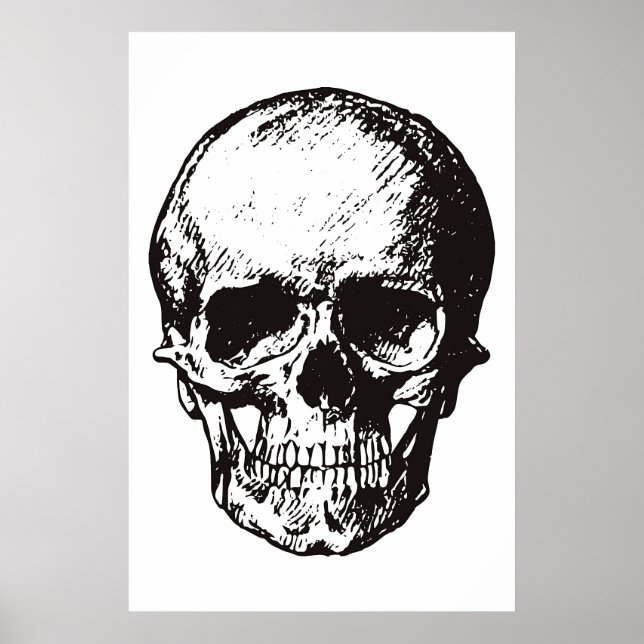 Skull Black White Pop Art Fantasy Art Heavy Metall Poster (Framsidan)
