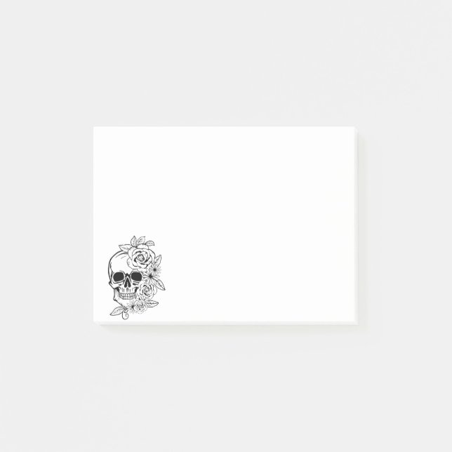 Skull Blommigt Art Post-it Block (Framsida)