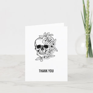 Skull Blommigt Art Tack Kort