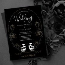 Skull Blommigt Black Gothic Bröllop