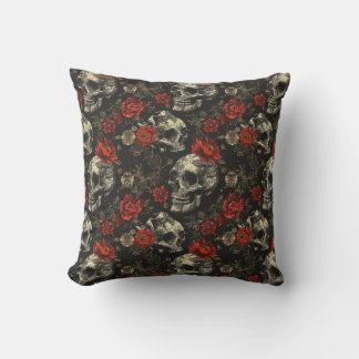 Skull Blommigt Dekorativ kudde