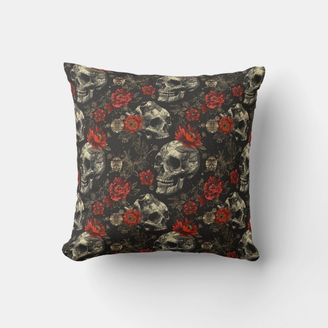 Skull Blommigt Dekorativ kudde (Framsida)