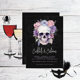 Skull & Blommigt Halloween Cocktails Costumes Part Inbjudningar