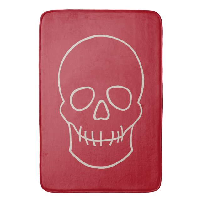 Skull - Blood Red och Bone White Badrumsmatta (Framsidan (Vertikal))