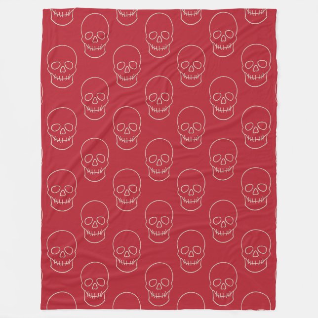 Skull - Blood Red och Bone White Fleecefilt (Framsidan)