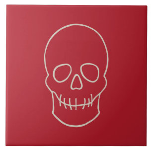 Skull - Blood Red och Bone White Kakelplatta