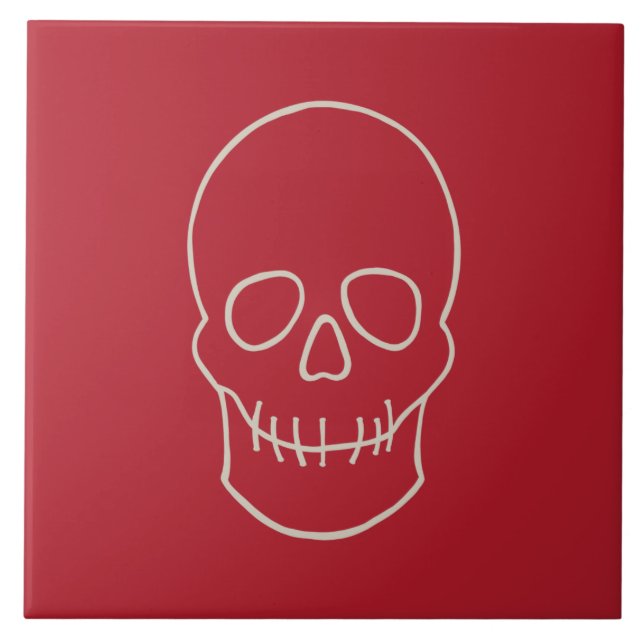 Skull - Blood Red och Bone White Kakelplatta (Framsidan)