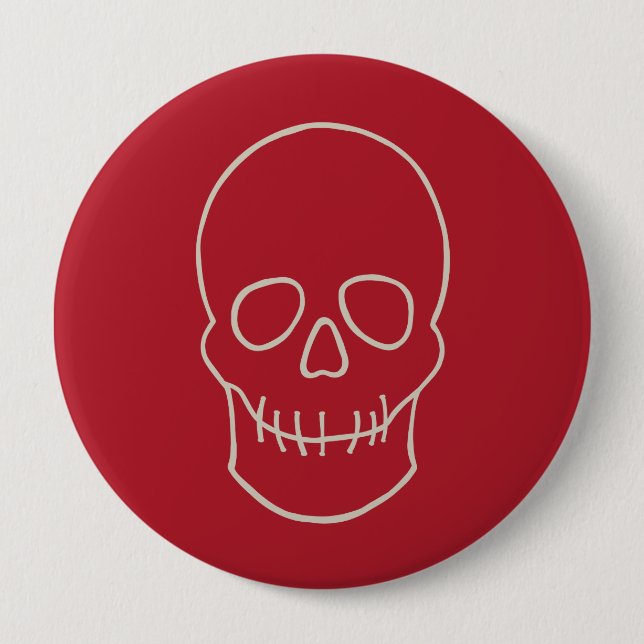 Skull - Blood Red och Bone White Knapp (Framsida)