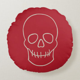 Skull - Blood Red och Bone White Rund Kudde