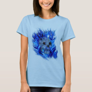 SKULL & BLUE FLAMES Aaryn Steele Art Top Tee