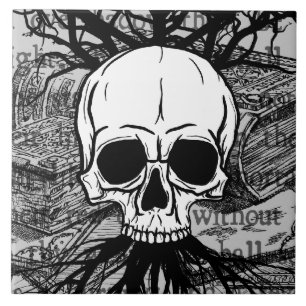 Skull & Bokar Kakelplatta