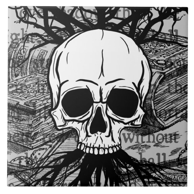Skull & Bokar Kakelplatta (Framsidan)
