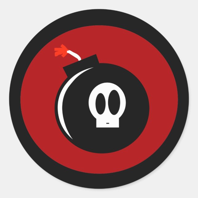 Skull Bomb Runt Klistermärke (Framsida)