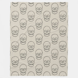 Skull - Bone White och Fladdermus Black Fleecefilt