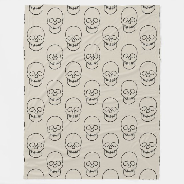 Skull - Bone White och Fladdermus Black Fleecefilt (Framsidan)