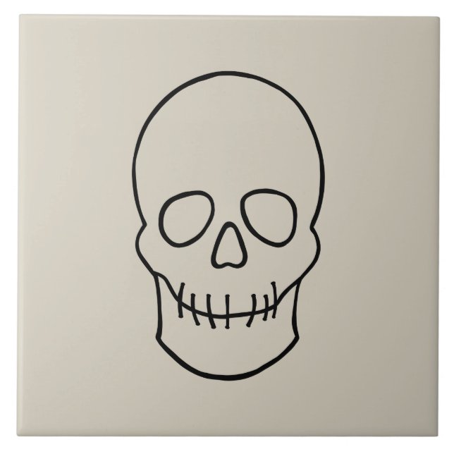 Skull - Bone White och Fladdermus Black Kakelplatta (Framsidan)