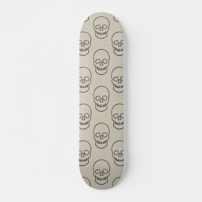 Skull - Bone White och Fladdermus Black Mini Skateboard Bräda 18,5 Cm (Framsida)
