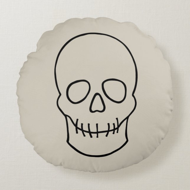 Skull - Bone White och Fladdermus Black Rund Kudde (Framsidan)