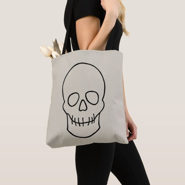 Skull - Bone White och Fladdermus Black Tygkasse (Närbild)