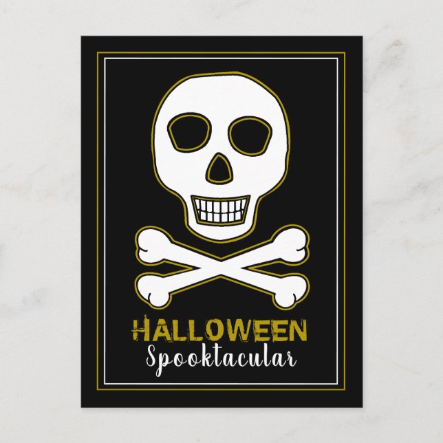 Skull & boner, inbjudan till Guld Halloween fest (Framsida)