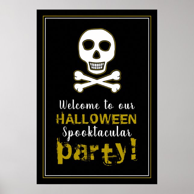 Skull & boner, välkomsttecken för Guld Halloween Poster (Framsidan)