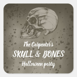 Skull & Bones Halloween Fyrkantigt Klistermärke