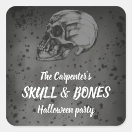 Skull & Bones Halloween Fyrkantigt Klistermärke