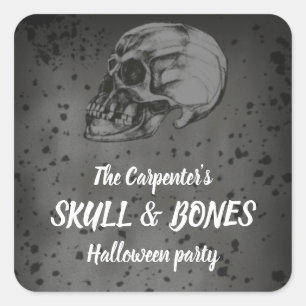 Skull & Bones Halloween Fyrkantigt Klistermärke