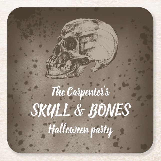 Skull & Bones Halloween Underlägg Papper Kvadrat (Framsidan)