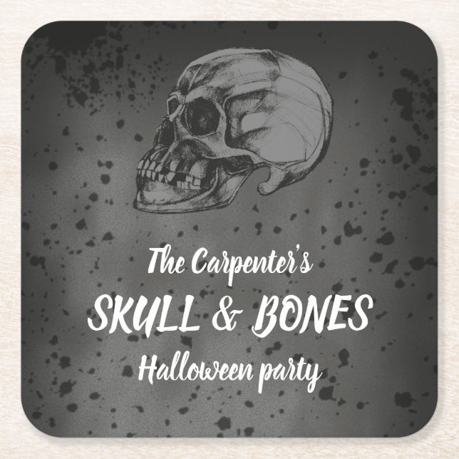 Skull & Bones Halloween Underlägg Papper Kvadrat (Framsidan)