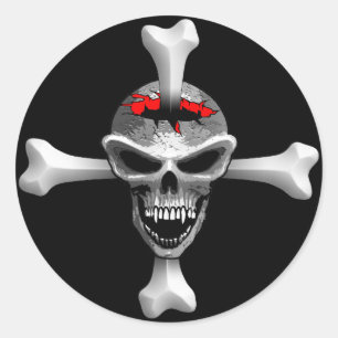 Skull Bones Sticker Runt Klistermärke