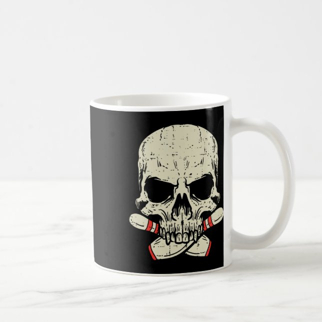 Skull Bowling Stift Skeleton Head Bowlareare Manar Kaffemugg (Höger)