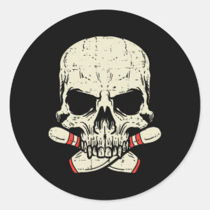 Skull Bowling Stift Skeleton Head Bowlareare Manar Runt Klistermärke