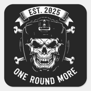 Skull Boxer Hjälm Vintage Combat Sports Design Fyrkantigt Klistermärke