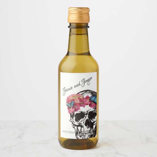 Skull Bröllop Vin-etikett Vinetikett (Framsida)