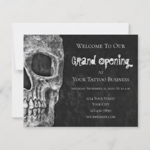 Skull Budget Grand Open Black White Tatto Shop