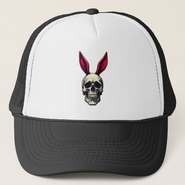 Skull Bunny – Dark Easter Art - boné Keps (Framsida)
