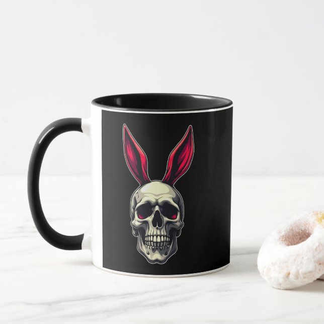 Skull Bunny – Dark Easter Art - caneca Mugg (Med munk)
