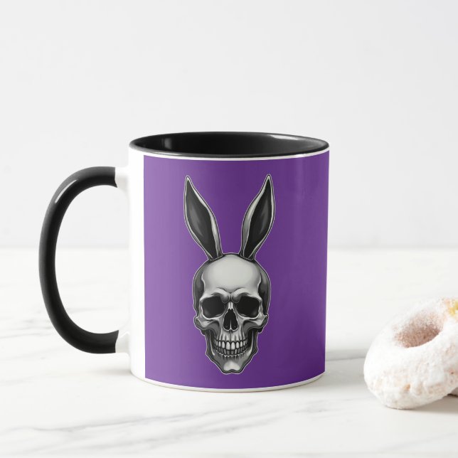 Skull Bunny – Dark Gothic Easter - caneca Mugg (Med munk)