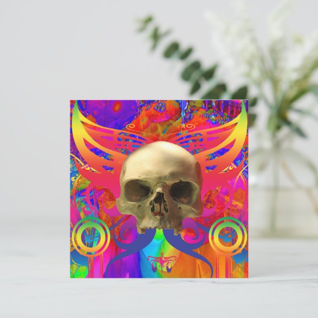 Skull Butterfly i Färg Kort (Stående Fram)