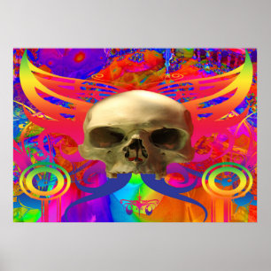 Skull Butterfly i Färg Poster
