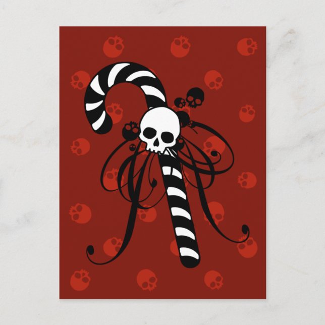 Skull Candy cane Vykort (Framsida)