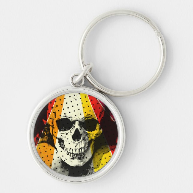 Skull Candy Carnival Keychain Rund Silverfärgad Nyckelring (Framsidan)