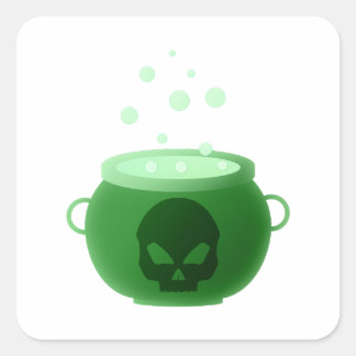 Skull Cauldron Fyrkantigt Klistermärke